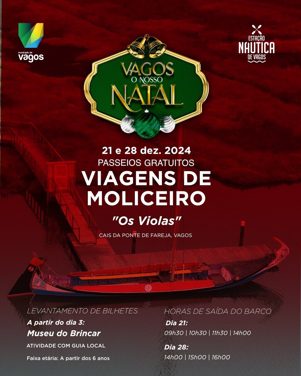 Viagens de Moliceiro gratuitas no “Vagos, o Nosso Natal!”