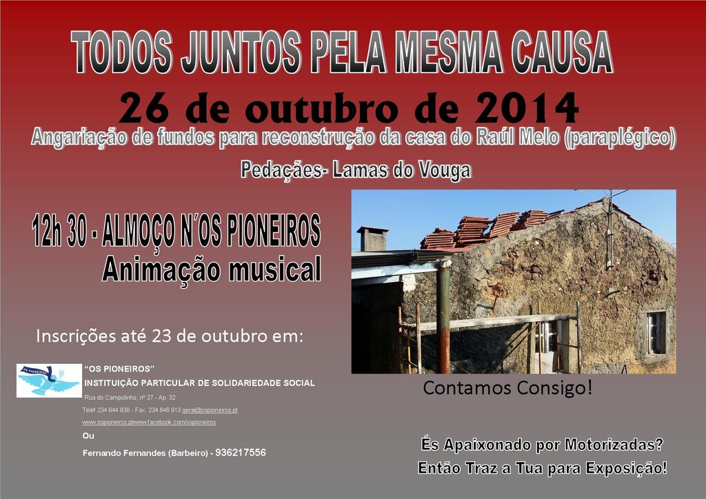 Angariação de fundos para reconstrução da casa de Raúl Melo