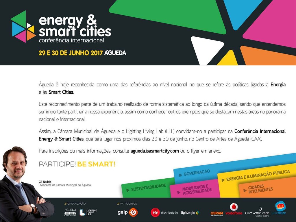 Convite :: Conferência Internacional Energia e Smart Cities| 29 e 30 de junho | Águeda