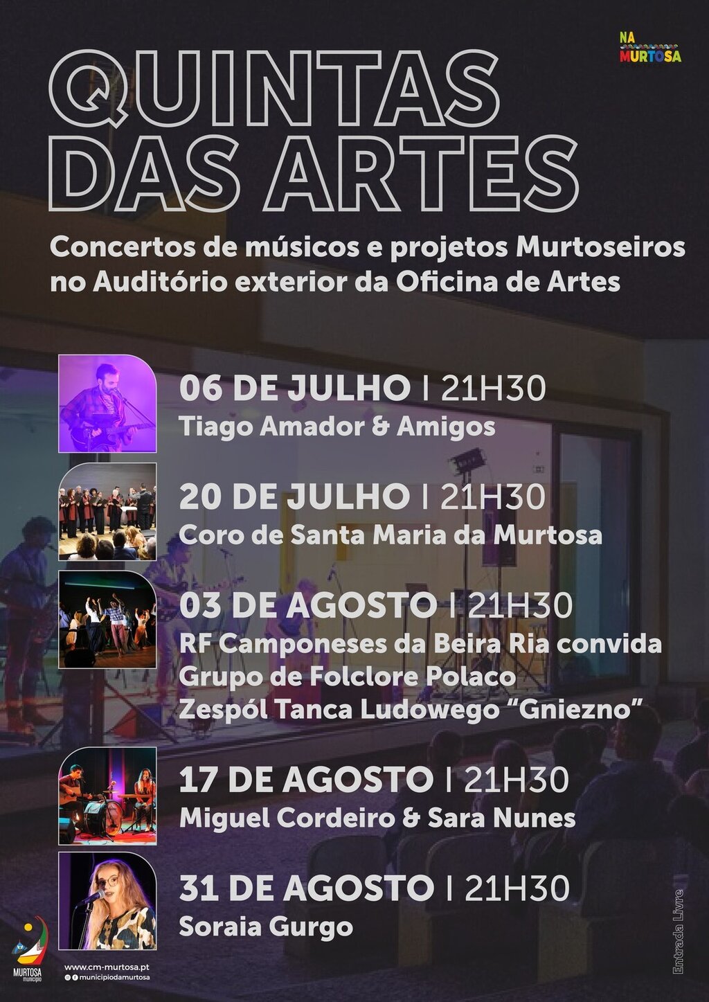 QUINTAS DAS ARTES MOSTRA TALENTO MURTOSEIRO NO AUDITÓRIO EXTERIOR DA OFICINA DE ARTES