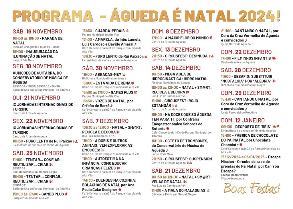 Programa do Evento - Águeda é Natal 2024